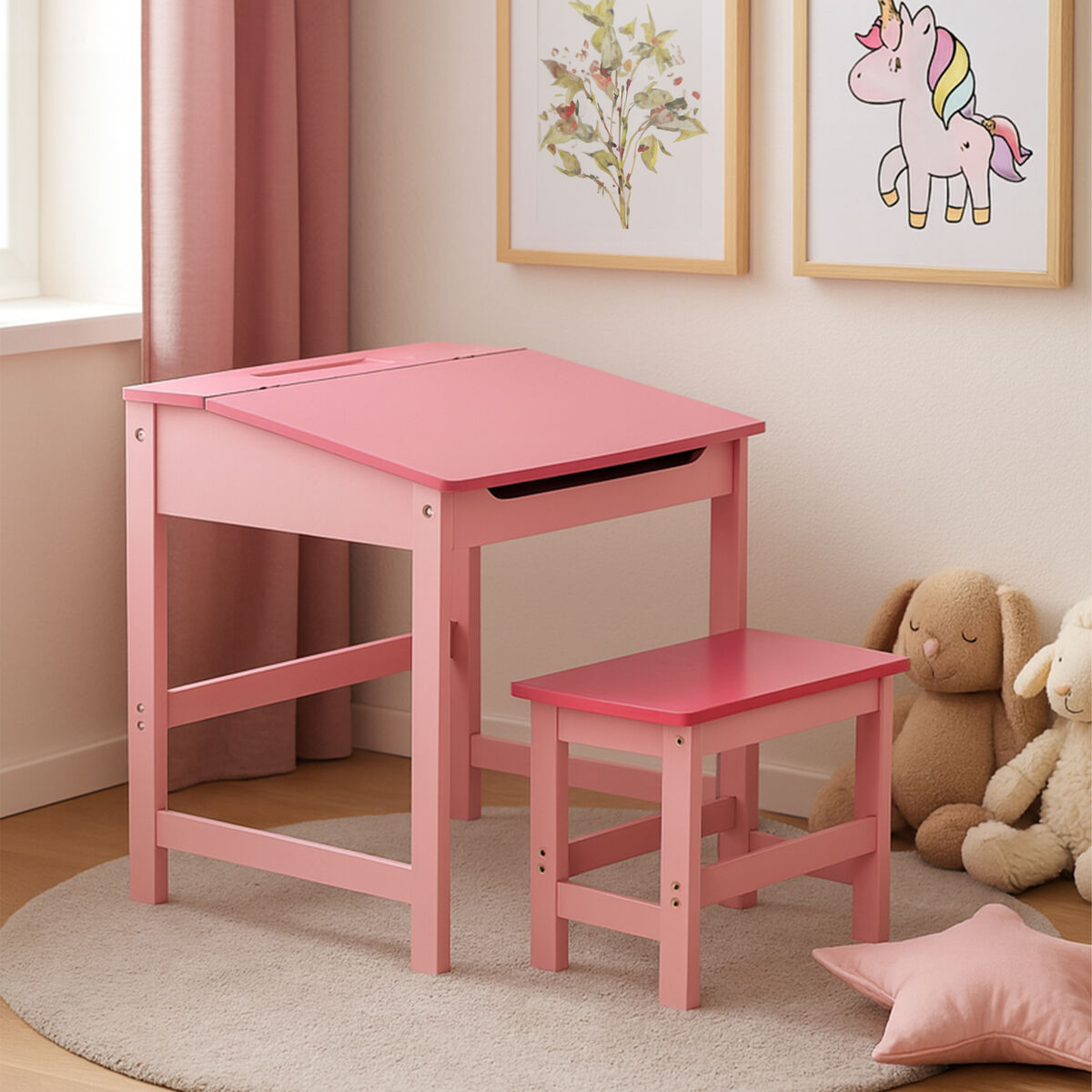 Jordan Childrens Pink Desk And Stool