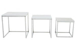 Fulton Matte White Nest Of 3 Tables With Chrome Frame