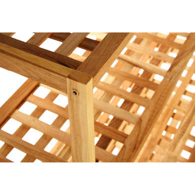 Arla 4 Tier Walnut Wood Grid Design Shoe Rack