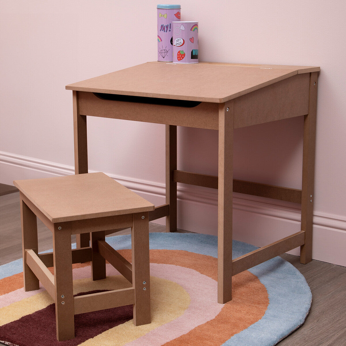 Jordan Childrens Natural Desk And Stool
