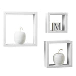 Kayli Set Of Three White Mdf And Pvc Coating Wall Cubes