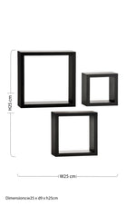 Kayli Set Of Three Black Wall Cubes