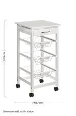 Harlow Glenn White Veneer Finish Kitchen Trolley