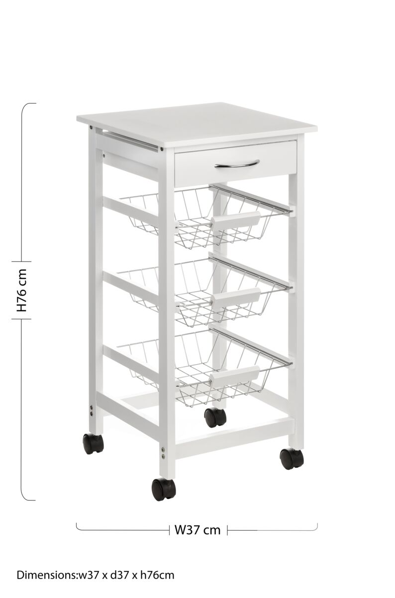 Harlow Glenn White Veneer Finish Kitchen Trolley