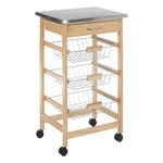 Harlow Glenn 3 Wire Baskets Pinewood Kitchen Trolley