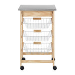 Harlow Glenn 3 Wire Baskets Pinewood Kitchen Trolley