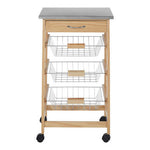 Harlow Glenn 3 Wire Baskets Pinewood Kitchen Trolley