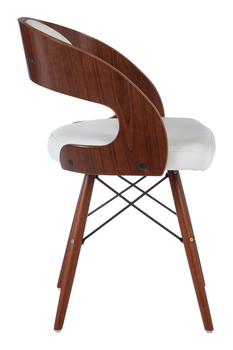 Parkar White Leather Effect Chair with Curved Back