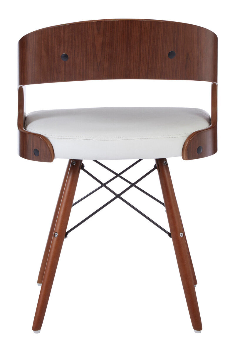 Parkar White Leather Effect Chair with Curved Back