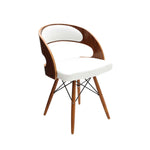 Parkar White Leather Effect Chair with Curved Back