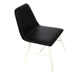 Cassy Black Leather Effect Dining Chair With White Legs