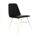 Cassy Black Leather Effect Dining Chair With White Legs