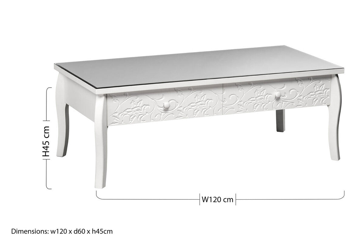 Chamonix White Coffee Table with Drawers