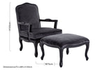 Rococo Grey Velvet Chair And Footstool