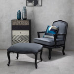 Rococo Grey Velvet Chair And Footstool