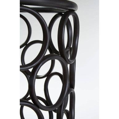 Antalya Black Round Side Table with Glass Top