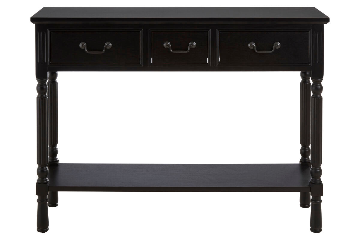 Heritage Three Drawer Vintage Black Console Table