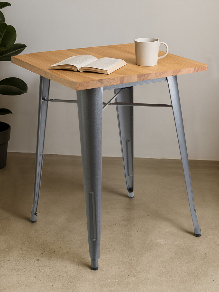 Aldgate Silver Table in Powder Coated Metal and Wood