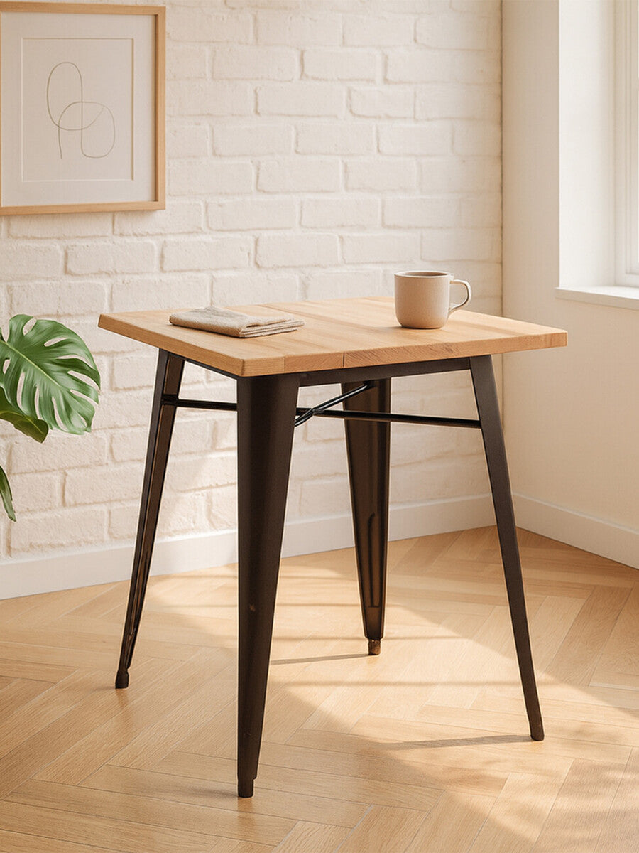 Aldgate Copper Effect Side Table in Powder Coated Metal and Wood