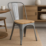 Aldgate Silver Chair in Powder Coated Metal and Wood