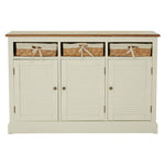 Dorset Cream 3 Door Sideboard with Rattan Baskets