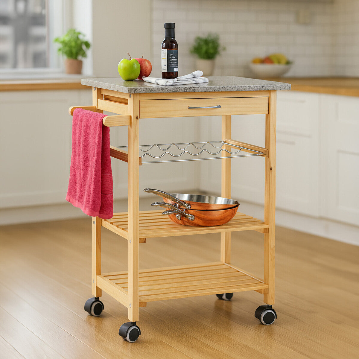 Harlow Glenn Pinewood Large Kitchen Trolley