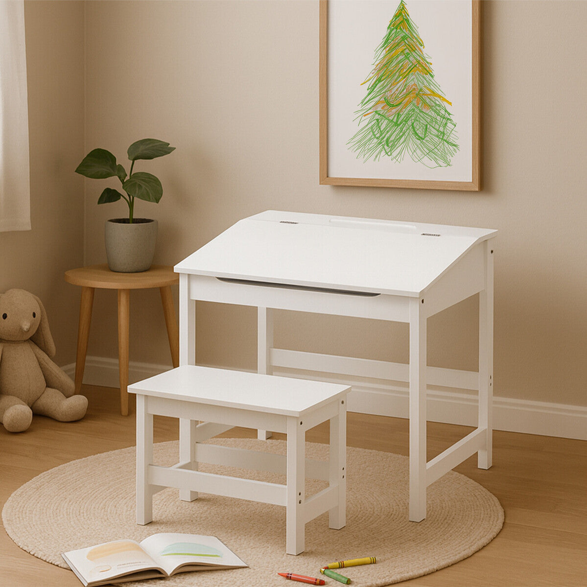 Jordan Childrens White Desk And Stool
