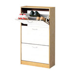 Quinn White And Oak Veneer 3 Drawer Shoe Cupboard