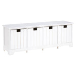 New England White Storage Bench with 4 Drawers