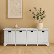 New England White Storage Bench with 4 Drawers