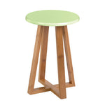 Viborg Green and Natural Bamboo Round Stool