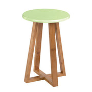 Viborg Green and Natural Bamboo Round Stool