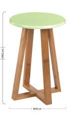 Viborg Green and Natural Bamboo Round Stool