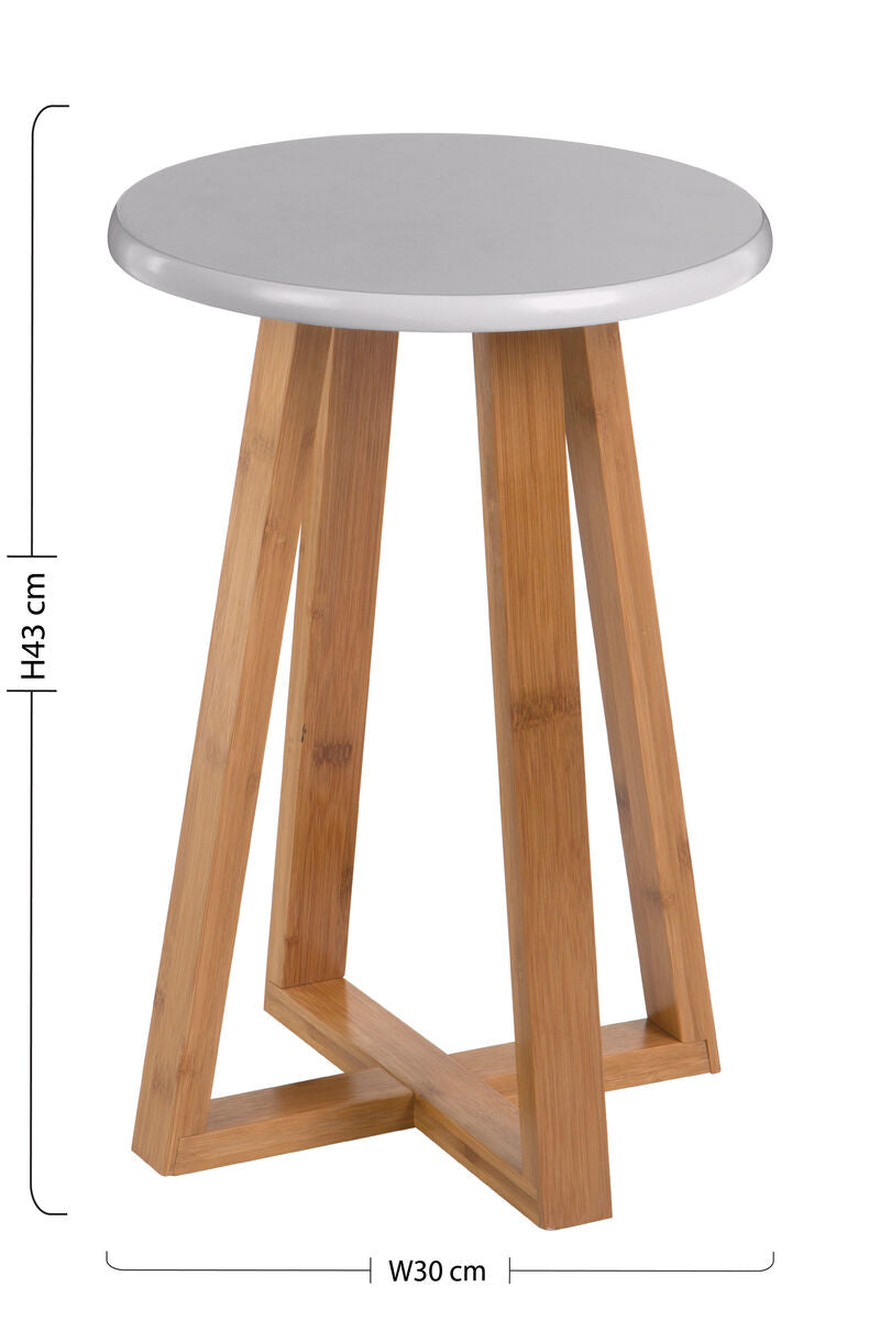 Viborg Grey and Natural Bamboo Round Stool