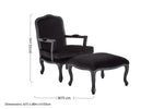 Rococo Black Shiny Velvet Chair And Footstool