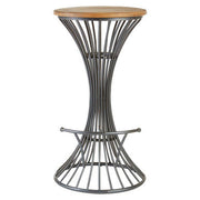 New Foundry Elm Wood And Metal Bar Stool