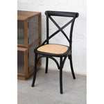 Lyon Black Oak Wood and Rattan Dining Chair