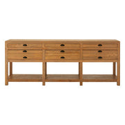 Lyon Washed Grey Oak Wood Console Table with Drawers