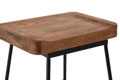 Lyon Weathered Oak Wood and Metal Bar Stool