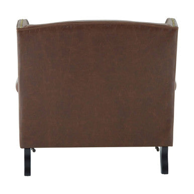 Fulham Brown Leather Effect Wing Armchair