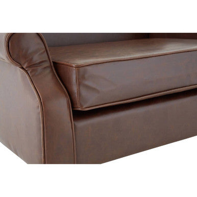 Fulham Brown Leather Effect Wing Armchair