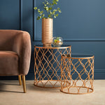 Avantis Set Of Two Mirrored Top Copper Tables