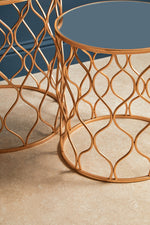 Avantis Set Of Two Mirrored Top Copper Tables