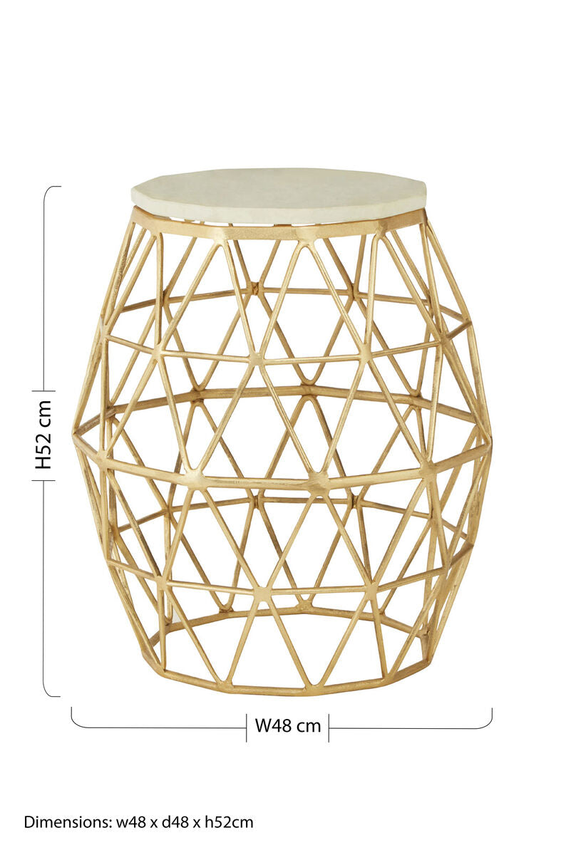 Templar Marble and Gold Finish Side Table