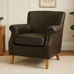 Trinity Brown Leather Effect Armchair