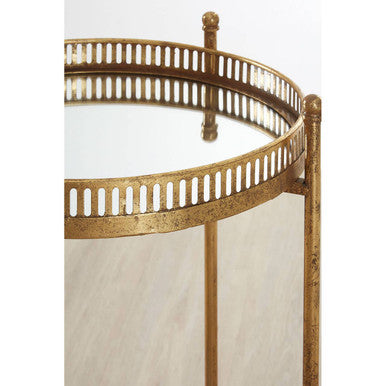Reza Gold Finish Mirrored Tray Table
