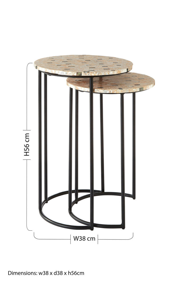 Halle Set of Two Mother Of Pearl Nesting Side Tables