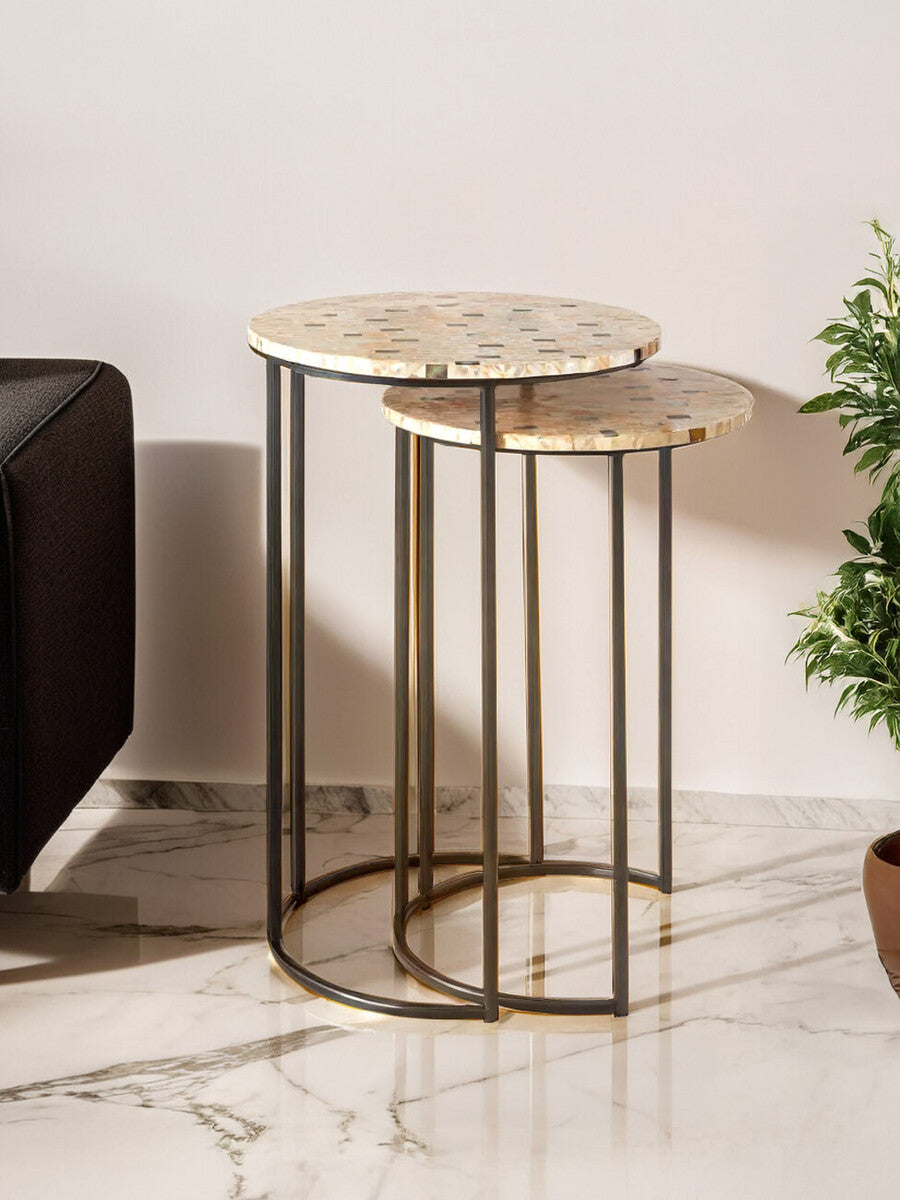 Halle Set of Two Mother Of Pearl Nesting Side Tables