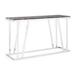 Ackley Silver Console Table With Black Marble Top