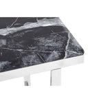 Ackley Silver Console Table With Black Marble Top